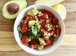 Sweet corn tomato avocado salad