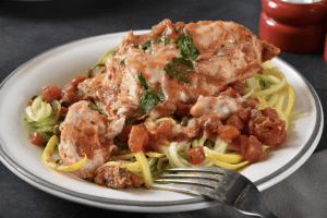 balsamic chicken over zoodles