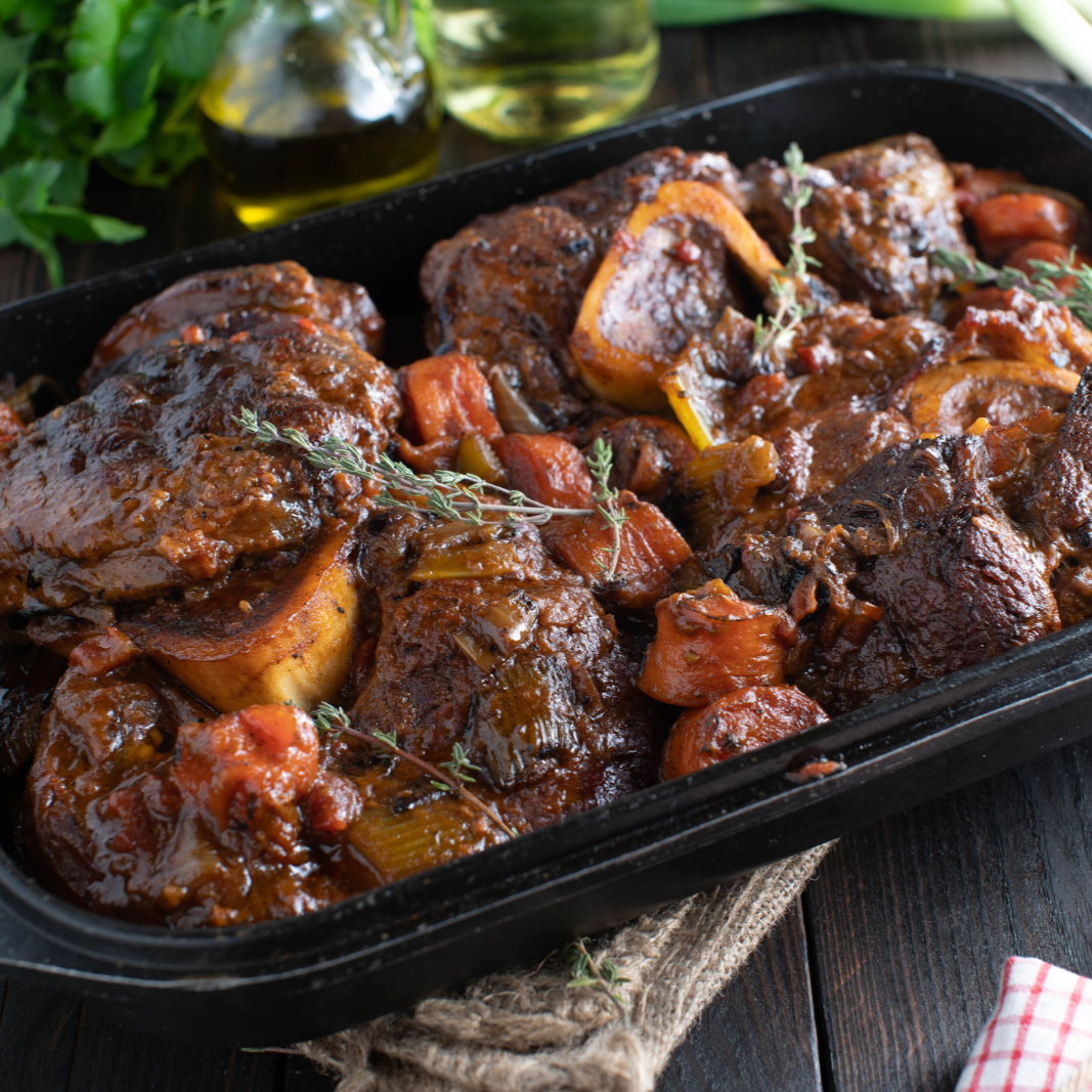 <br>Braised Bottom Round Roast with Winter Vegetables